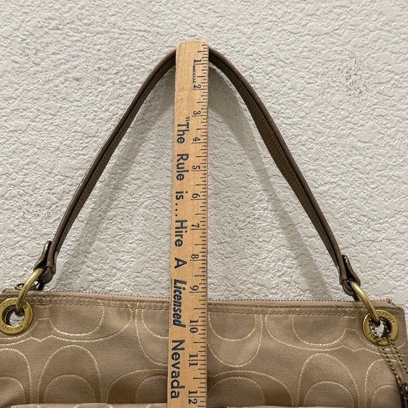 COACH 18980 Poppy Metallic Signature Canvas Push Lock Front Pocket Shoulder Bag - Picture 9 of 16